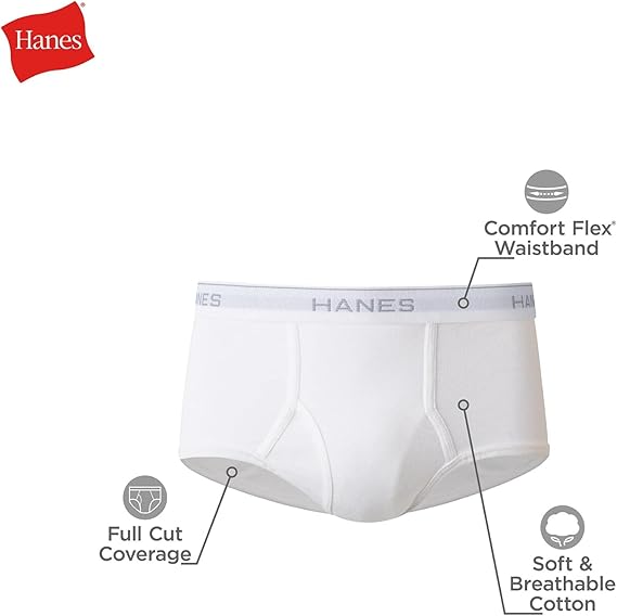 Hanes Men's Moisture-Wicking Cotton Briefs, Available in White and Black, Multi-Packs Available