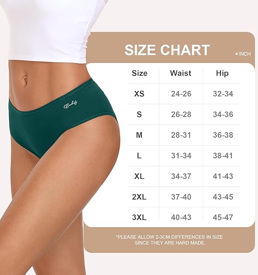 coskefy Women's Underwear Cotton Hipster Panties Low Rise Briefs Soft Strench Breathable Ladies Bikini Underwear 6 Pack