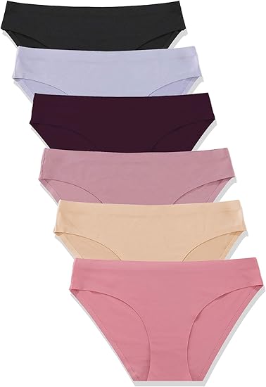 FINETOO 6 Pack Women's Seamless Hipster Underwear No Show Panties Invisibles Briefs Soft Stretch Bikini Underwears XS-XL 