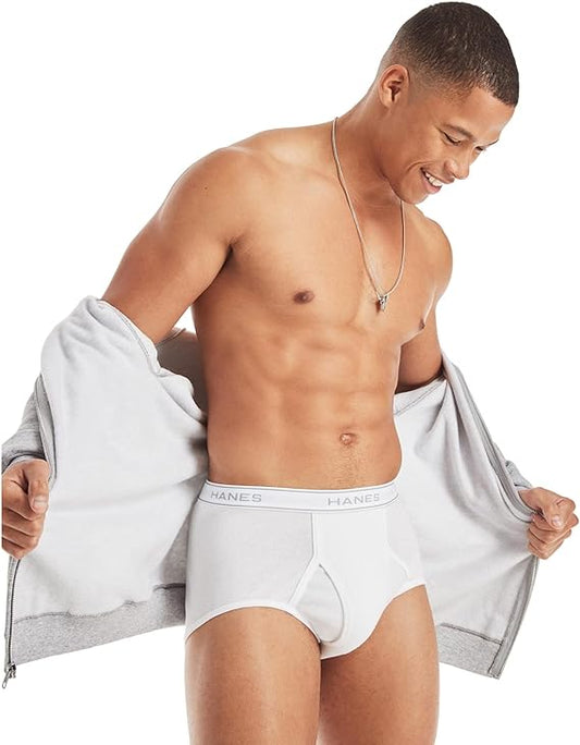 Hanes Men's Moisture-Wicking Cotton Briefs, Available in White and Black, Multi-Packs Available