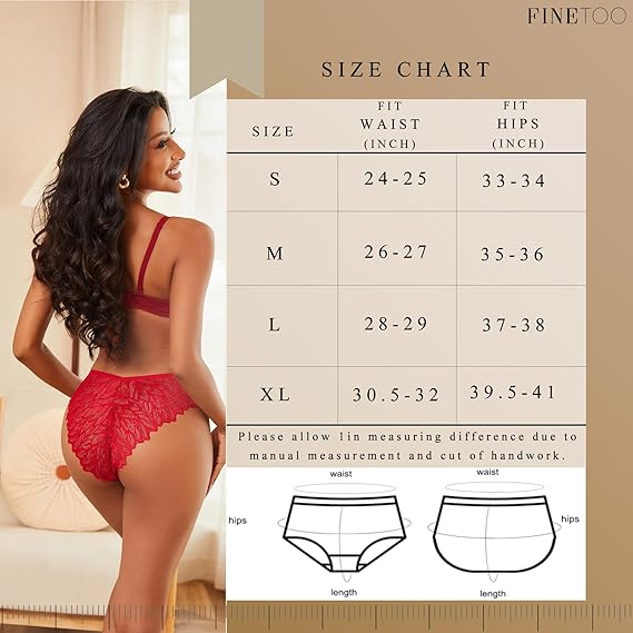 FINETOO 6 Pack Sexy Underwear for Women Silky Seamless No Show Panties Ladies Lace Bikini Lightweight Cheeky Hipster