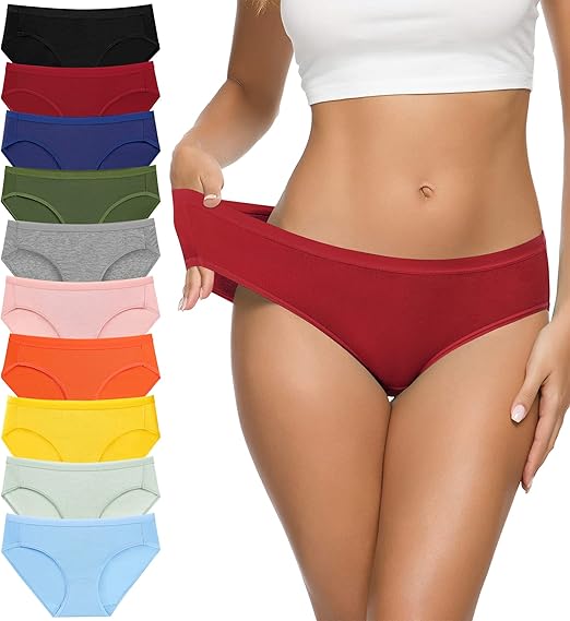 Eiggam Women's Cotton Bikini Panties,High-Cut Full Coverage Stretch Cool Underwear for Women 