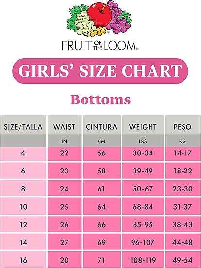 Fruit of the Loom Girls' Cotton Brief Underwear, Multipack