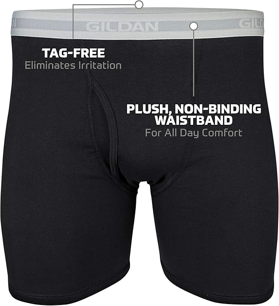 Gildan Mens Underwear Boxer Briefs, Multipack