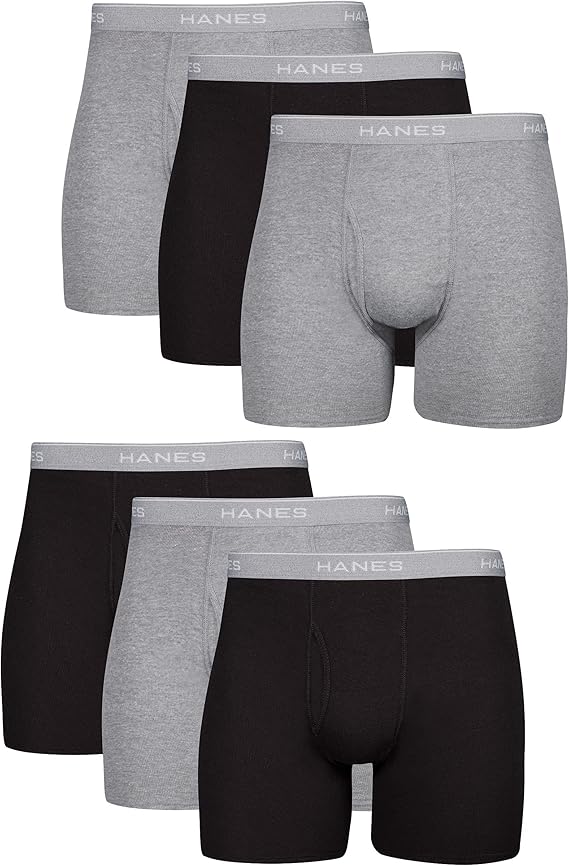 Hanes Men's Boxer Briefs, Soft and Breathable Cotton Underwear with ComfortFlex Waistband, Multipack 