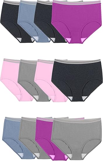 Fruit of the Loom Women's Eversoft Cotton Underwear Multipacks, Tag Free & Breathable, Available in Plus Size