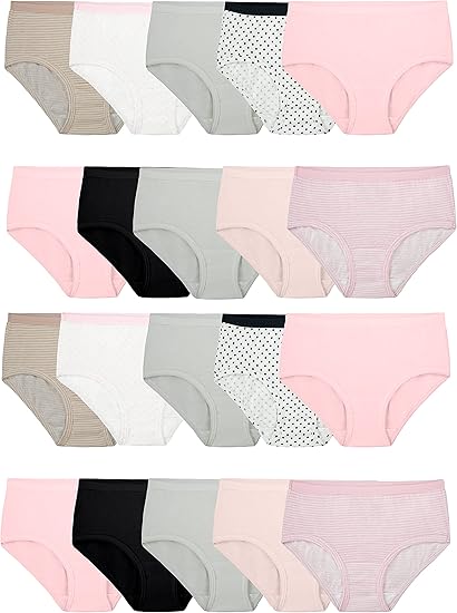 Fruit of the Loom Girls' Cotton Brief Underwear, Multipack 